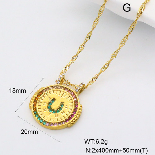 GEN001990bhva-066  Czech Stones,Handmade Polished  Stainless Steel Necklace  BC25030044N