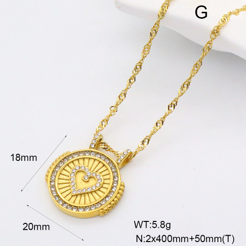 GEN001991bhva-066  Czech Stones,Handmade Polished  Stainless Steel Necklace  BC25030048N