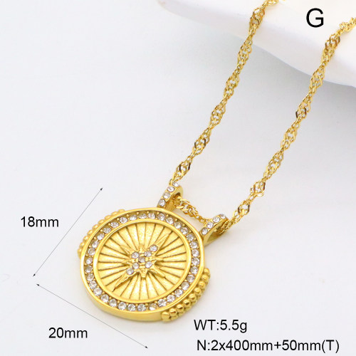 GEN001995bhva-066  Czech Stones,Handmade Polished  Stainless Steel Necklace  BC25030045N