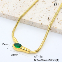 GEN002001vhkb-066  Zircon,Handmade Polished  Stainless Steel Necklace  BC24120390N-GN