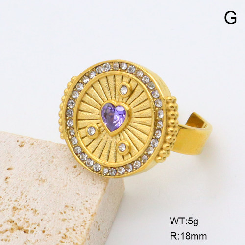 GER001352bhva-066  Czech Stones & Zircon,Handmade Polished  Stainless Steel Ring  BC25030060R