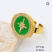 GER001353bhva-066  Czech Stones & Enamel,Handmade Polished  Stainless Steel Ring  BC25030061R-2