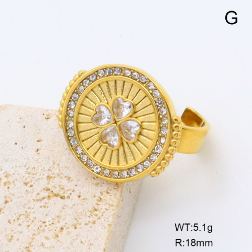 GER001354bhva-066  Czech Stones & Zircon,Handmade Polished  Stainless Steel Ring  BC25030055R