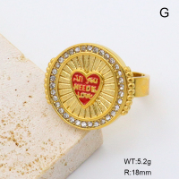 GER001356bhva-066  Czech Stones & Enamel,Handmade Polished  Stainless Steel Ring  BC25030054R