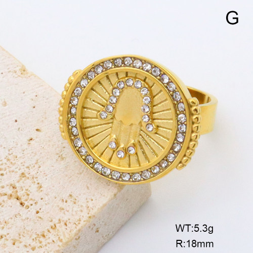 GER001357bhva-066  Czech Stones,Handmade Polished  Stainless Steel Ring  BC25030057R