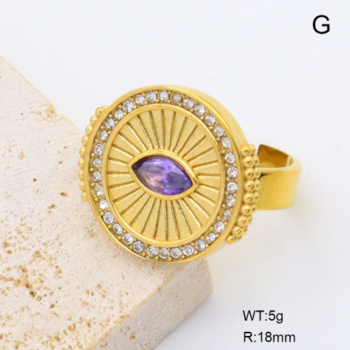 GER001358bhva-066  Czech Stones & Zircon,Handmade Polished  Stainless Steel Ring  BC25030062R