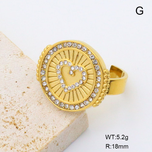 GER001359bhva-066  Czech Stones,Handmade Polished  Stainless Steel Ring  BC25030058R