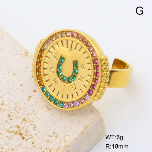 GER001360bhva-066  Czech Stones,Handmade Polished  Stainless Steel Ring  BC25030059R