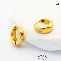 6E4004420bhbm-G034  316 SS PVD Zircon,Handmade Polished  Stainless Steel Earrings