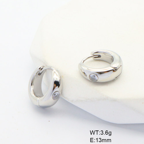 6E4004421bbom-G034  316 SS PVD Zircon,Handmade Polished  Stainless Steel Earrings