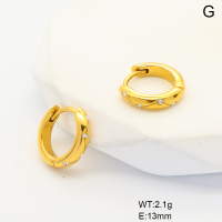 6E4004422bhhi-G034  316 SS PVD Czech Stones,Handmade Polished  Stainless Steel Earrings