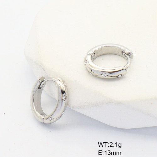 6E4004423bbpi-G034  316 SS PVD Czech Stones,Handmade Polished  Stainless Steel Earrings