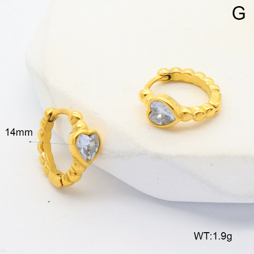 6E4004424bhbm-G034  316 SS PVD Zircon,Handmade Polished  Stainless Steel Earrings