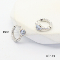 6E4004425bbom-G034  316 SS PVD Zircon,Handmade Polished  Stainless Steel Earrings
