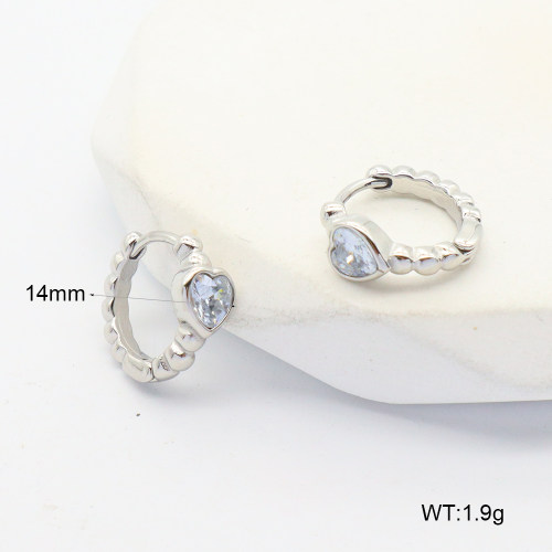 6E4004425bbom-G034  316 SS PVD Zircon,Handmade Polished  Stainless Steel Earrings