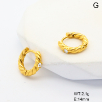 6E4004426bhbm-G034  316 SS PVD Czech Stones,Handmade Polished  Stainless Steel Earrings