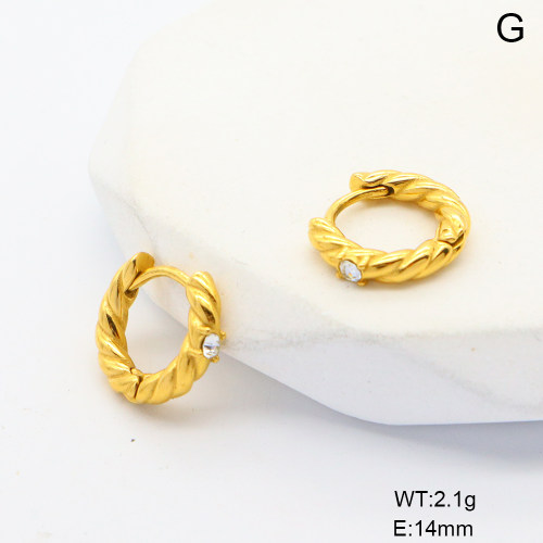 6E4004426bhbm-G034  316 SS PVD Czech Stones,Handmade Polished  Stainless Steel Earrings