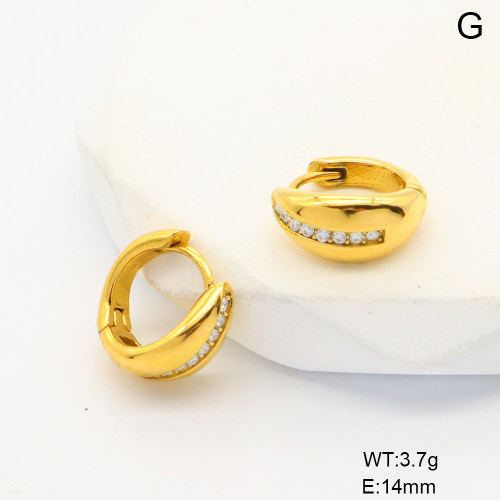6E4004428bhhm-G034  316 SS PVD Czech Stones,Handmade Polished  Stainless Steel Earrings