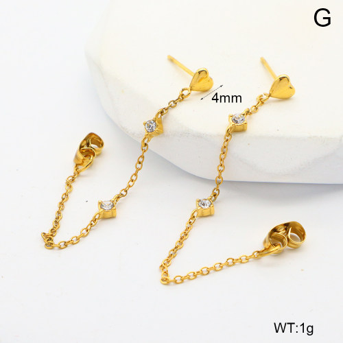 6E4004430bhho-G034  316 SS PVD Czech Stones,Handmade Polished  Stainless Steel Earrings