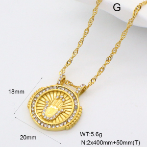 GEN001994bhva-066  Czech Stones,Handmade Polished  Stainless Steel Necklace  BC25030051N