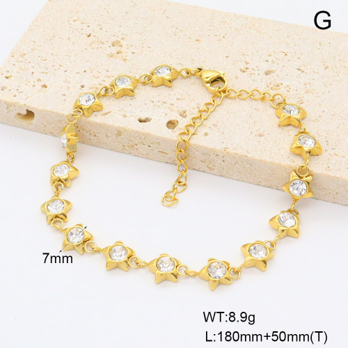 GEB000786aivb-066  Czech Stones,Handmade Polished  Stainless Steel Bracelet  BC25050043B