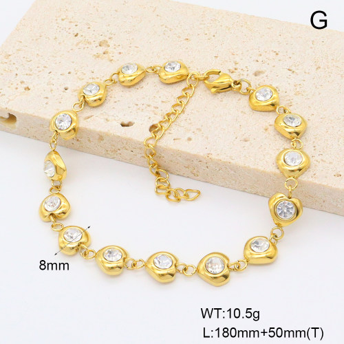 GEB000787aivb-066  Czech Stones,Handmade Polished  Stainless Steel Bracelet  BC25050044B