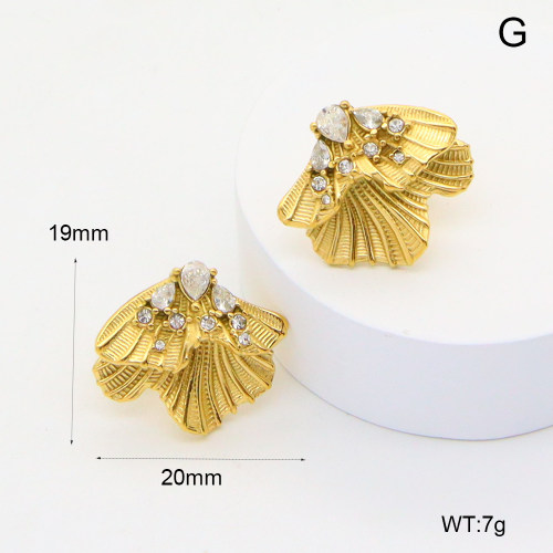 GEE002587bhva-066  316 Pin Czech Stones & Zircon,Handmade Polished  Stainless Steel Earrings  BC25040030E