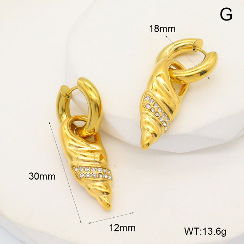 GEE002588vhkb-066  316 Pin Czech Stones,Handmade Polished  Stainless Steel Earrings  BC25040009E