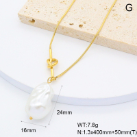 GEN002006bhia-066  Plastic Imitation Pearls,Handmade Polished  Stainless Steel Necklace  BC25060097N-P
