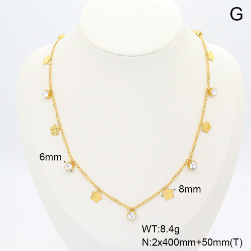 GEN002008vhmv-066  Czech Stones,Handmade Polished  Stainless Steel Necklace  BC25060098N