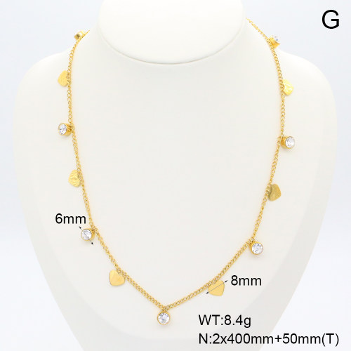 GEN002009vhmv-066  Czech Stones,Handmade Polished  Stainless Steel Necklace  BC25060099N