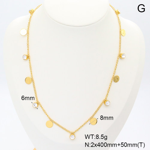 GEN002010vhmv-066  Czech Stones,Handmade Polished  Stainless Steel Necklace  BC25060100N