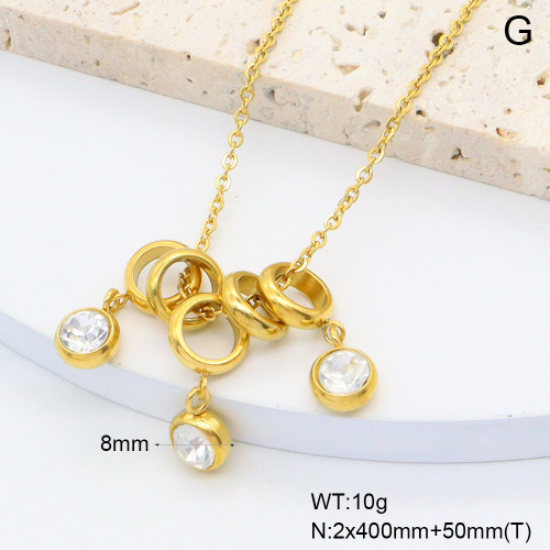 GEN002011bhia-066  Czech Stones,Handmade Polished  Stainless Steel Necklace  BC25050055N