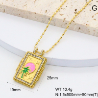 GEN002012bhia-066  Czech Stones & Enamel,Handmade Polished  Stainless Steel Necklace  BC25030036N