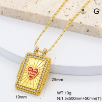 GEN002016bhia-066  Czech Stones & Enamel,Handmade Polished  Stainless Steel Necklace  BC25030030N