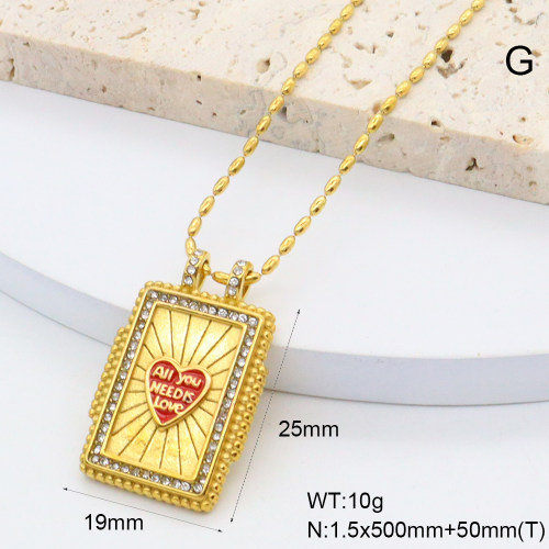 GEN002016bhia-066  Czech Stones & Enamel,Handmade Polished  Stainless Steel Necklace  BC25030030N