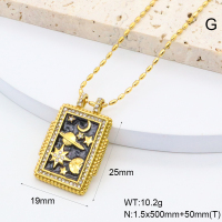 GEN002018bhia-066  Czech Stones & Enamel,Handmade Polished  Stainless Steel Necklace  BC25030032N