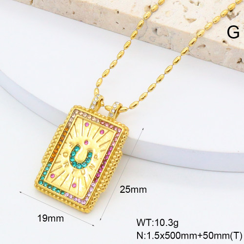GEN002020bhia-066  Czech Stones,Handmade Polished  Stainless Steel Necklace  BC25030042N