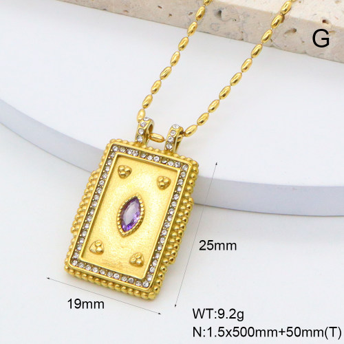 GEN002021bhia-066  Czech Stones & Zircon,Handmade Polished  Stainless Steel Necklace  BC25030035N