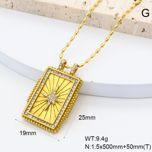 GEN002022bhia-066  Czech Stones,Handmade Polished  Stainless Steel Necklace  BC25030033N-1