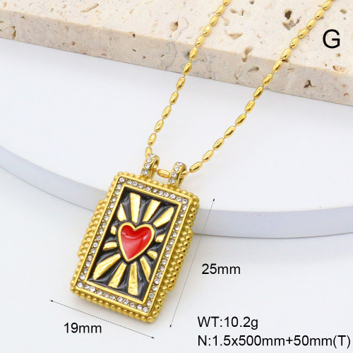 GEN002025bhia-066  Czech Stones & Enamel,Handmade Polished  Stainless Steel Necklace  BC25030029N