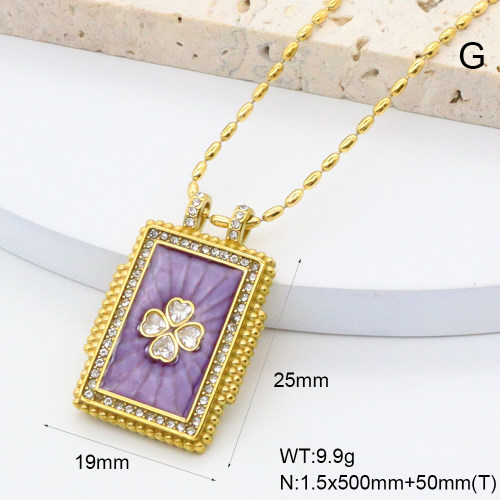 GEN002026bhia-066  Czech Stones & Enamel,Handmade Polished  Stainless Steel Necklace  BC25030034N