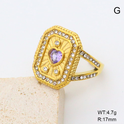GER001361bhia-066  Czech Stones & Zircon,Handmade Polished  Stainless Steel Ring  BC25040055R-PE