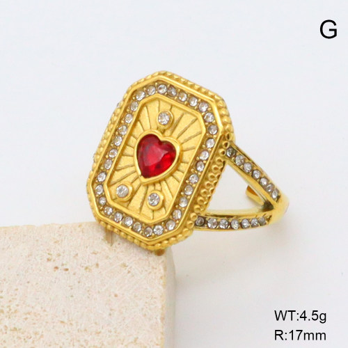 GER001362bhia-066  Czech Stones & Zircon,Handmade Polished  Stainless Steel Ring  BC25040055R-RD