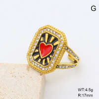 GER001363bhia-066  Czech Stones & Enamel,Handmade Polished  Stainless Steel Ring  BC25040052R