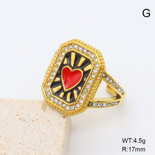 GER001363bhia-066  Czech Stones & Enamel,Handmade Polished  Stainless Steel Ring  BC25040052R
