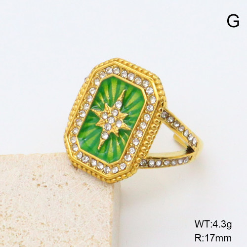 GER001366bhia-066  Czech Stones & Enamel,Handmade Polished  Stainless Steel Ring  BC25040045R-2