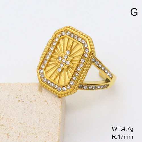 GER001367bhia-066  Czech Stones,Handmade Polished  Stainless Steel Ring  BC25040045R-1
