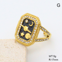 GER001369bhia-066  Czech Stones & Enamel,Handmade Polished  Stainless Steel Ring  BC25040053R