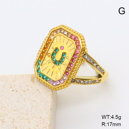 GER001370bhia-066  Czech Stones,Handmade Polished  Stainless Steel Ring  BC25040058R